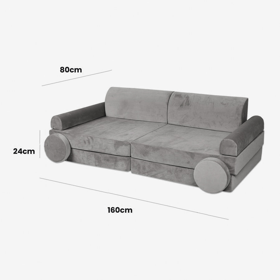 Veľký skladací penový bunker / detské ihrisko / pohovka - SOFA premium GRAY