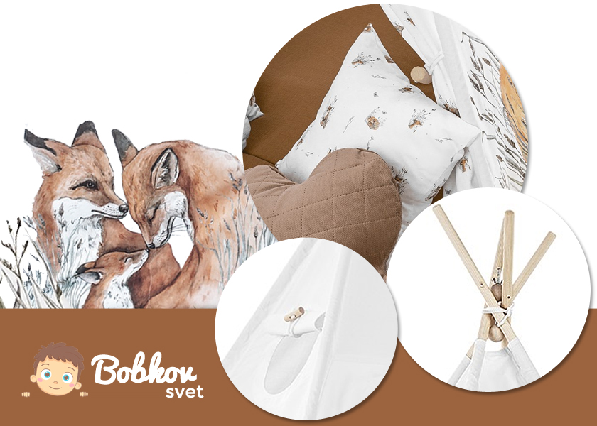 teepee detsky stan pre deti luxus kolaz detaily fox