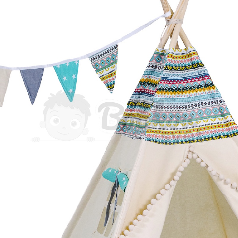 Teepee stan pre deti set s príslušenstvom - Indiánske dobrodružstvo s pompoms