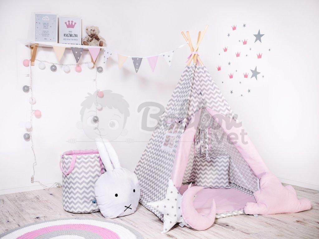 Teepee stan pre deti set s príslušenstvom - Cik cak ružový