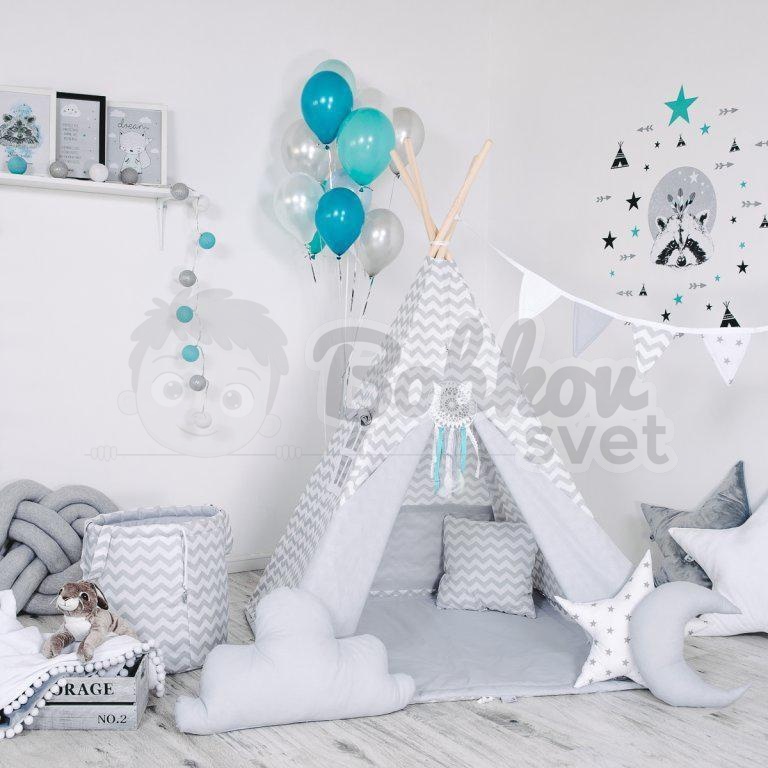 Teepee stan pre deti set s príslušenstvom - Cik cak biely