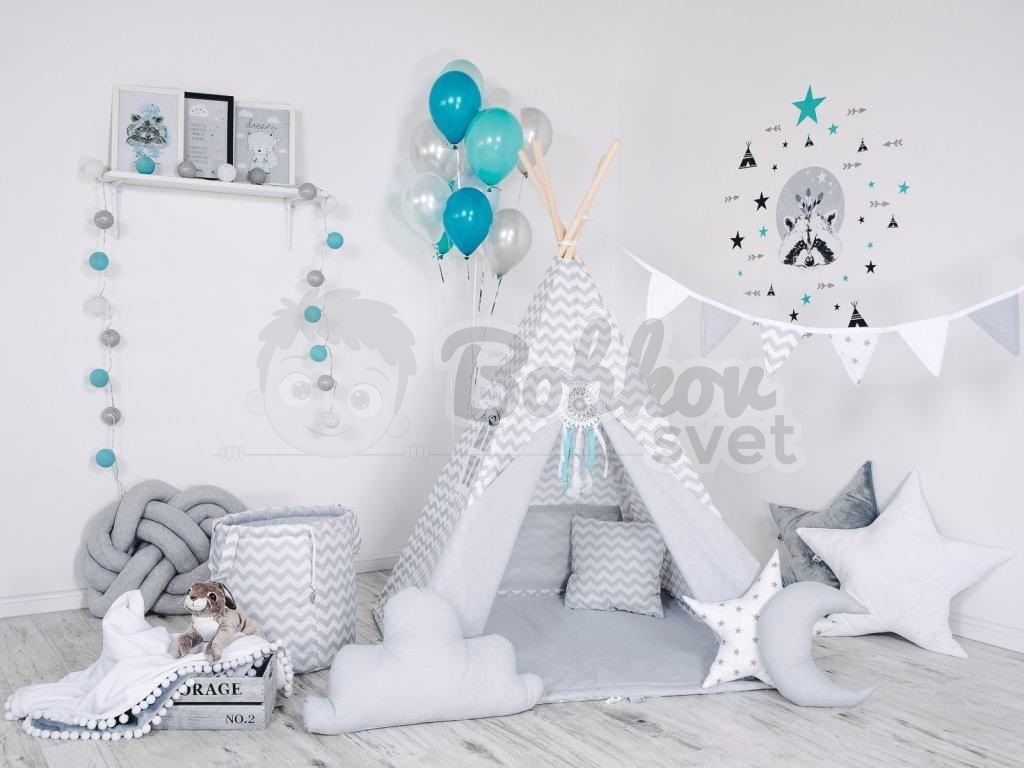 Teepee stan pre deti set s príslušenstvom - Cik cak biely