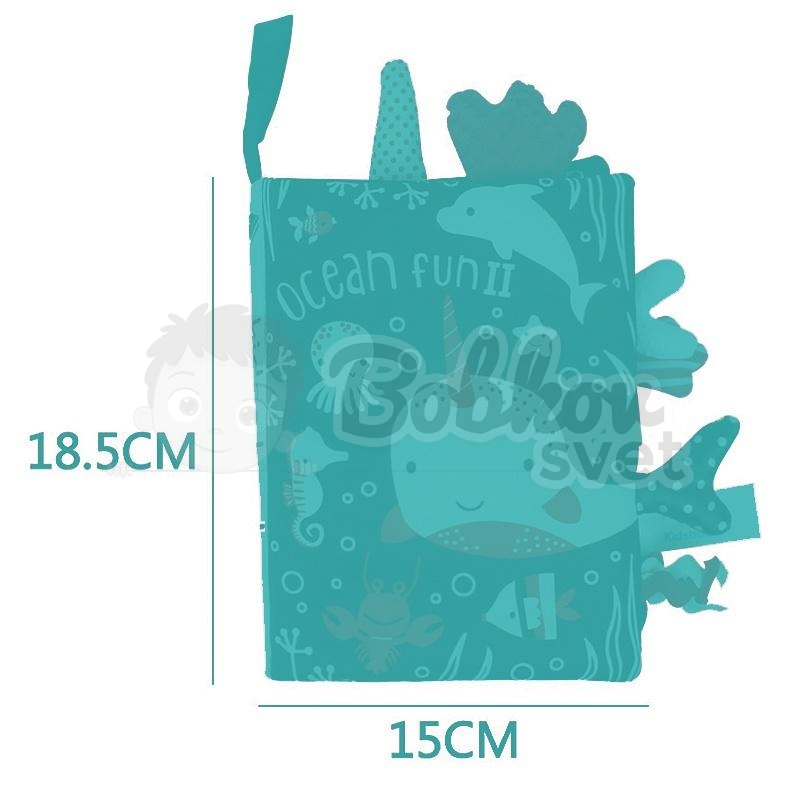 3D kontrastná / čiernobiela látková kniha s chvostíkmi - FARM FUN