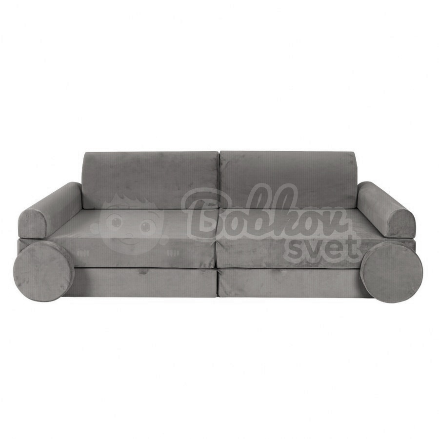 Veľký skladací bunker / detské ihrisko / pohovka - SOFA velvet GRAY 160 cm