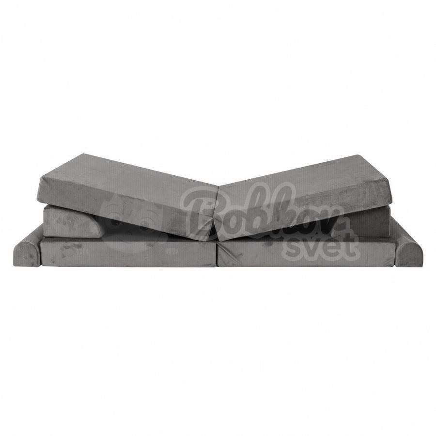 Veľký skladací bunker / detské ihrisko / pohovka - SOFA velvet GRAY 160 cm