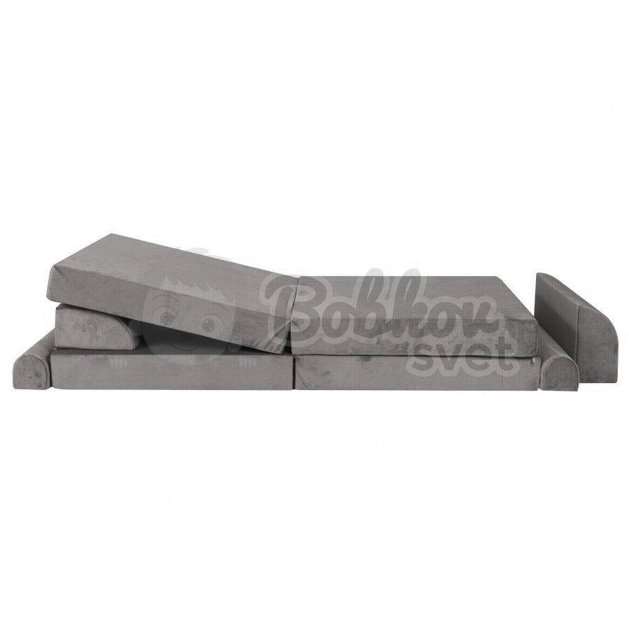 Veľký skladací bunker / detské ihrisko / pohovka - SOFA velvet GRAY 160 cm