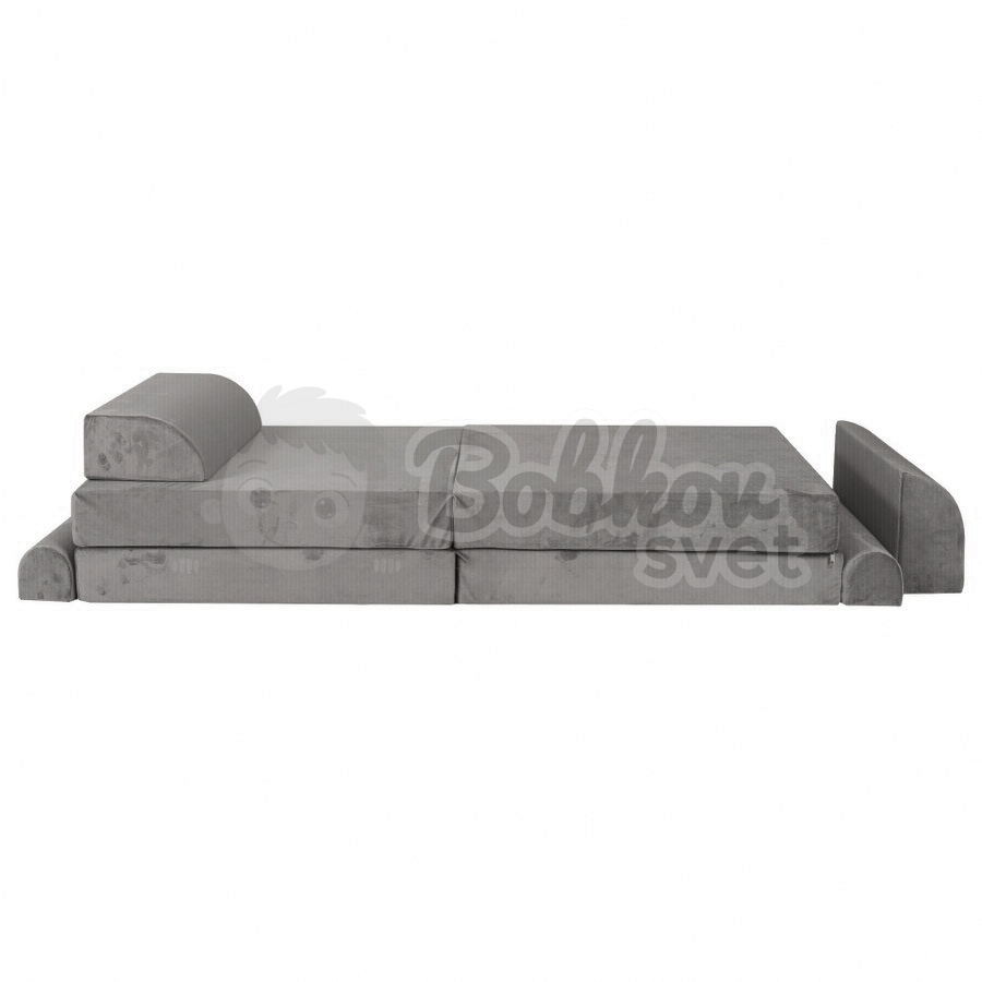 Veľký skladací bunker / detské ihrisko / pohovka - SOFA velvet GRAY 160 cm