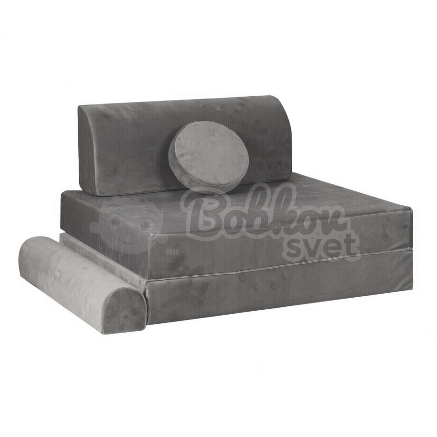 Veľký skladací bunker / detské ihrisko / pohovka - SOFA velvet GRAY 160 cm