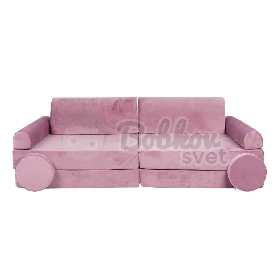 Veľký skladací bunker / detské ihrisko / pohovka - SOFA velvet PINK 160 cm