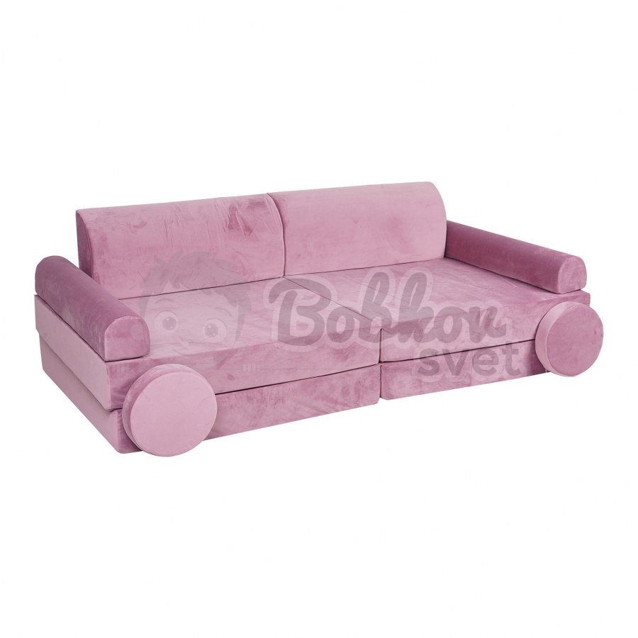 Veľký skladací bunker / detské ihrisko / pohovka - SOFA velvet PINK 160 cm