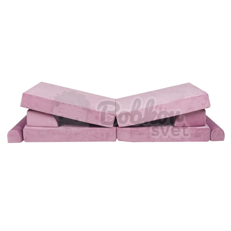 Veľký skladací bunker / detské ihrisko / pohovka - SOFA velvet PINK 160 cm