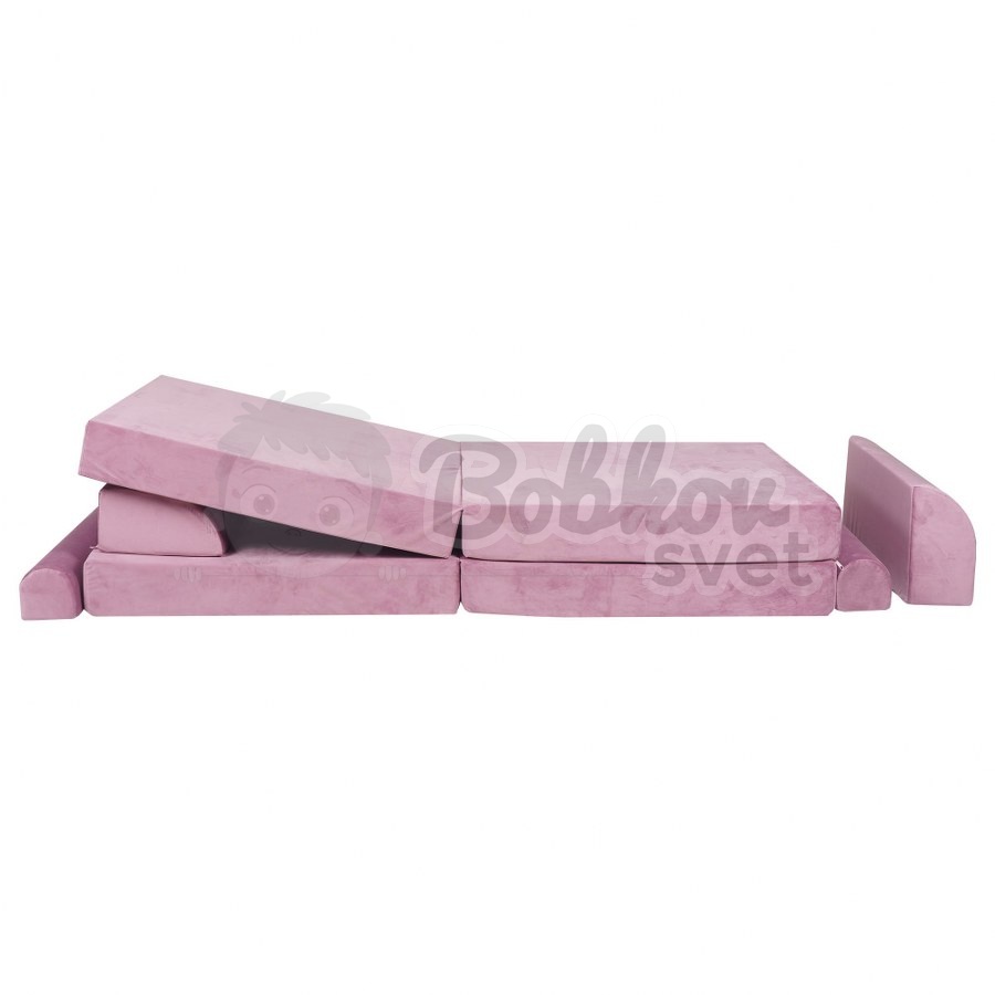 Veľký skladací bunker / detské ihrisko / pohovka - SOFA velvet PINK 160 cm