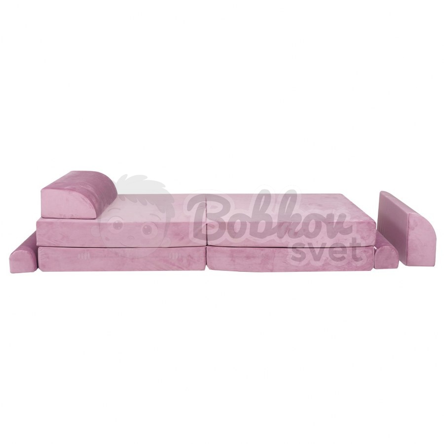 Veľký skladací bunker / detské ihrisko / pohovka - SOFA velvet PINK 160 cm
