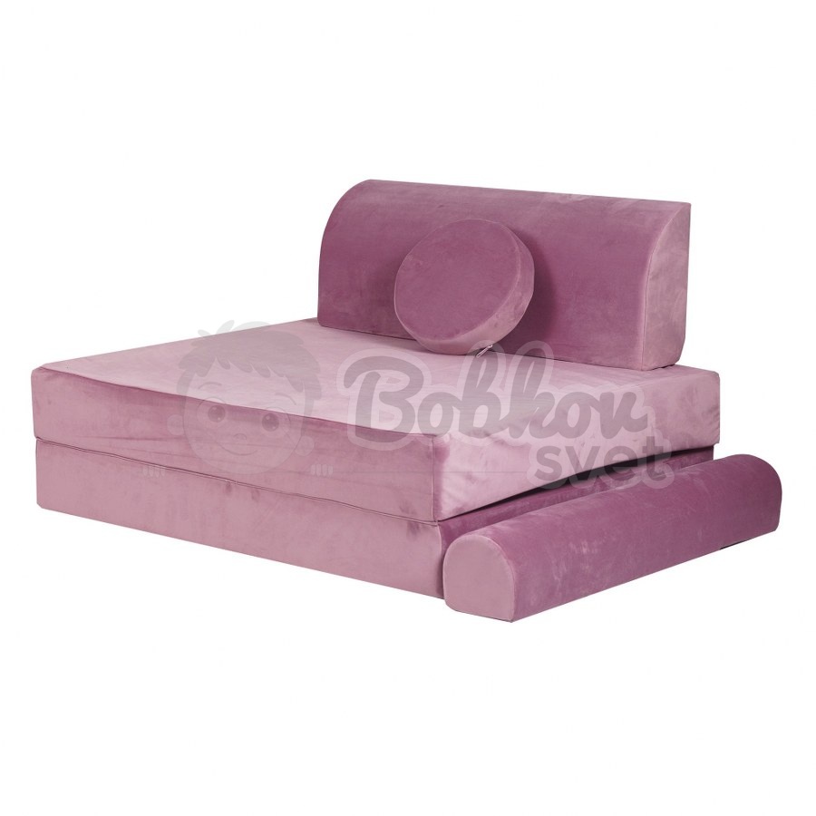 Veľký skladací bunker / detské ihrisko / pohovka - SOFA velvet PINK 160 cm