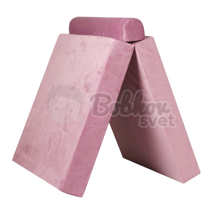 Veľký skladací bunker / detské ihrisko / pohovka - SOFA velvet PINK 160 cm