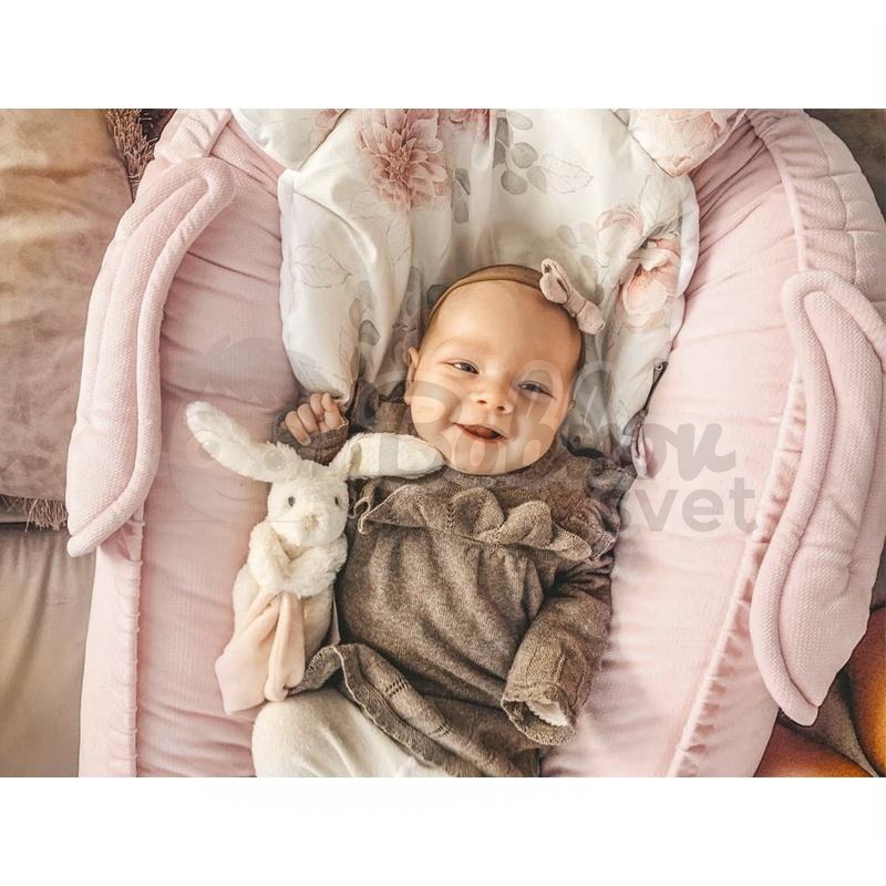 Zamatové hniezdo pre bábätko DAMANI edícia ANGEL - ružové