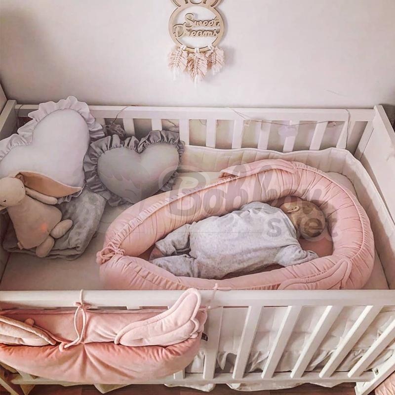 Zamatové hniezdo pre bábätko DAMANI edícia ANGEL - ružové