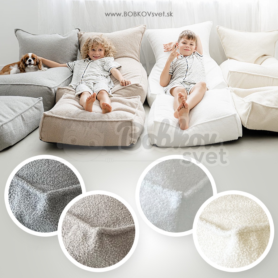 Sedací vak pre deti SHEEP / BOUCLE puf 80 cm - krémový