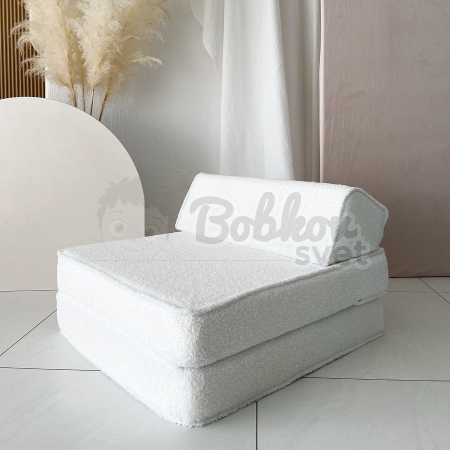 Rozkladacie detské kreslo SHEEP / BOUCLE s opierkou hlavy - WHITE