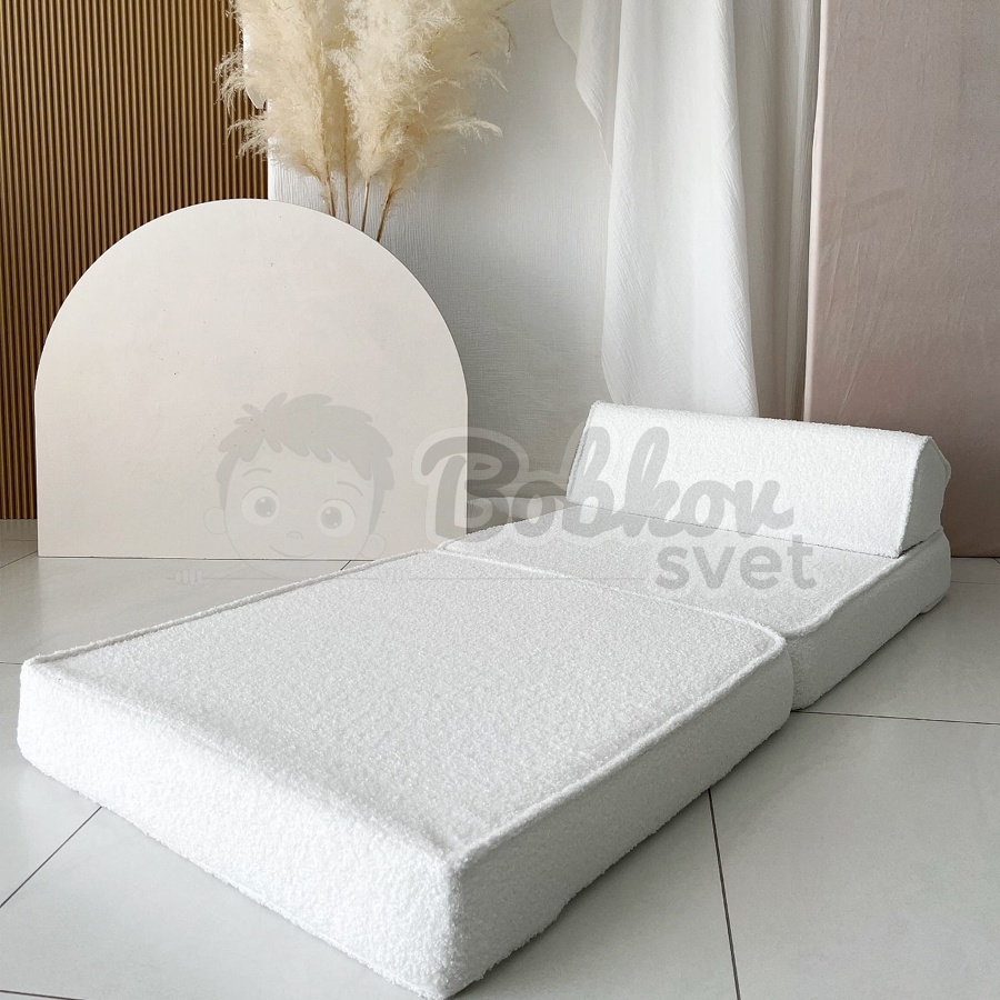 Rozkladacie detské kreslo SHEEP / BOUCLE s opierkou hlavy - WHITE