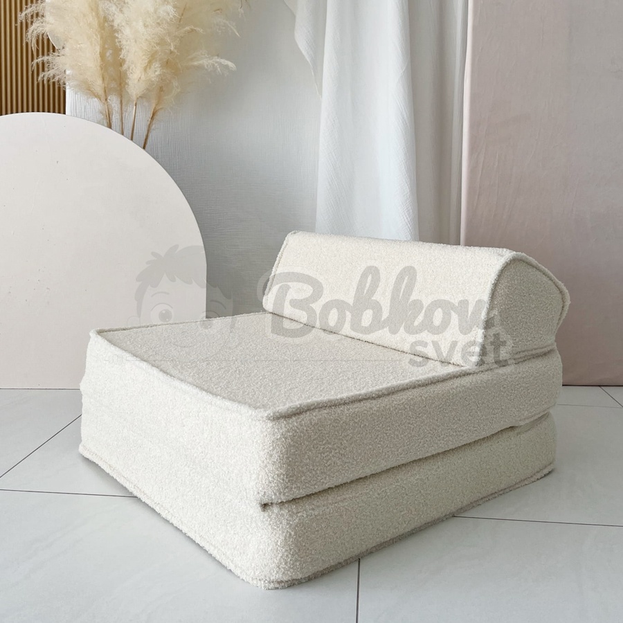 Rozkladacie detské kreslo SHEEP / BOUCLE s opierkou hlavy - CREAM