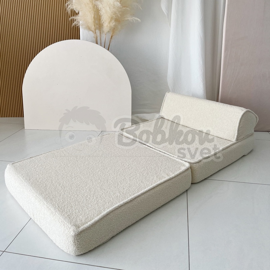 Rozkladacie detské kreslo SHEEP / BOUCLE s opierkou hlavy - CREAM