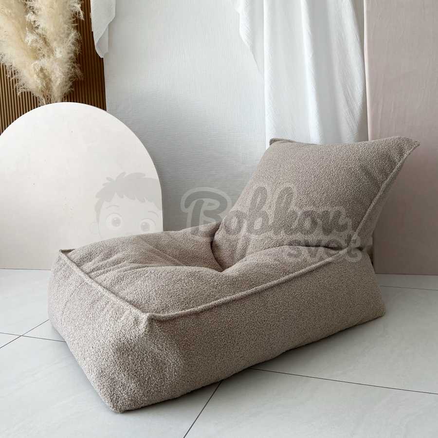 Sedací vak pre deti SHEEP / BOUCLE puf 80 cm - svetlohnedý