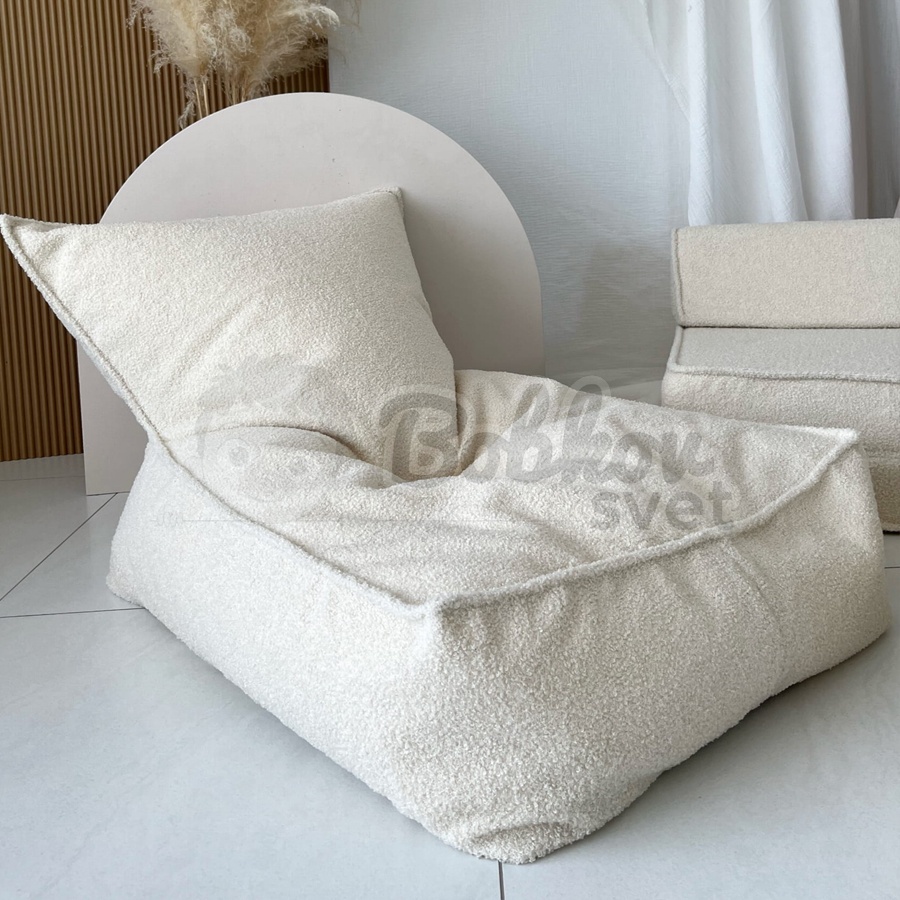 Sedací vak pre deti SHEEP / BOUCLE puf 80 cm - krémový