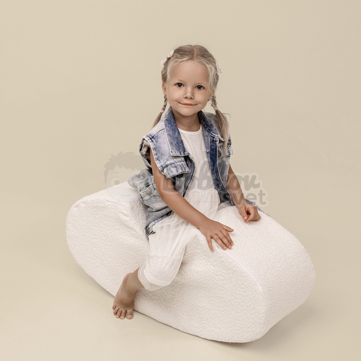 Detský penový taburet / hojdačka Bean Shape - Corduroy Estetic KHAKI