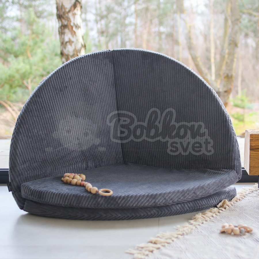 Skladacia hracia podložka Ø 130 cm HARD Corduroy - grafit