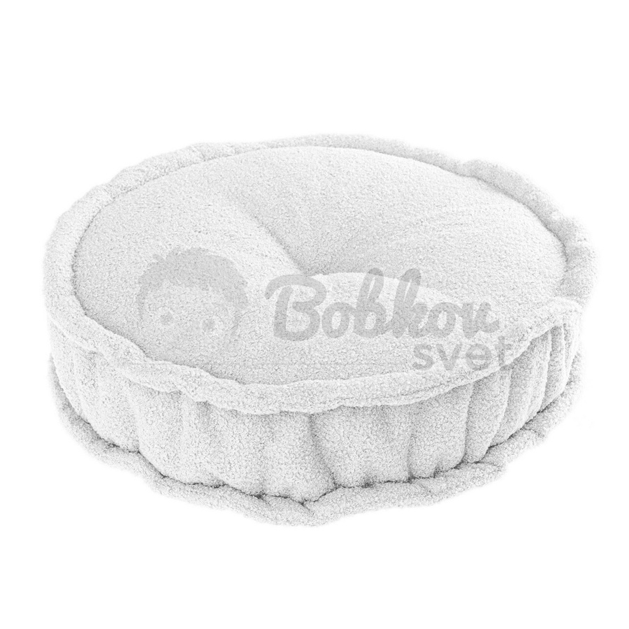 Francúzsky puf na sedenie / sedák 50cm BOUCLE white