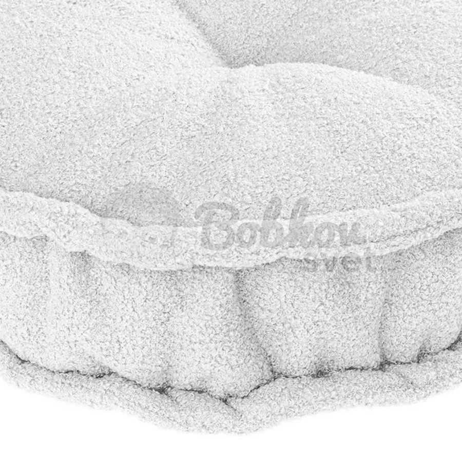 Francúzsky puf na sedenie / sedák 50cm BOUCLE white