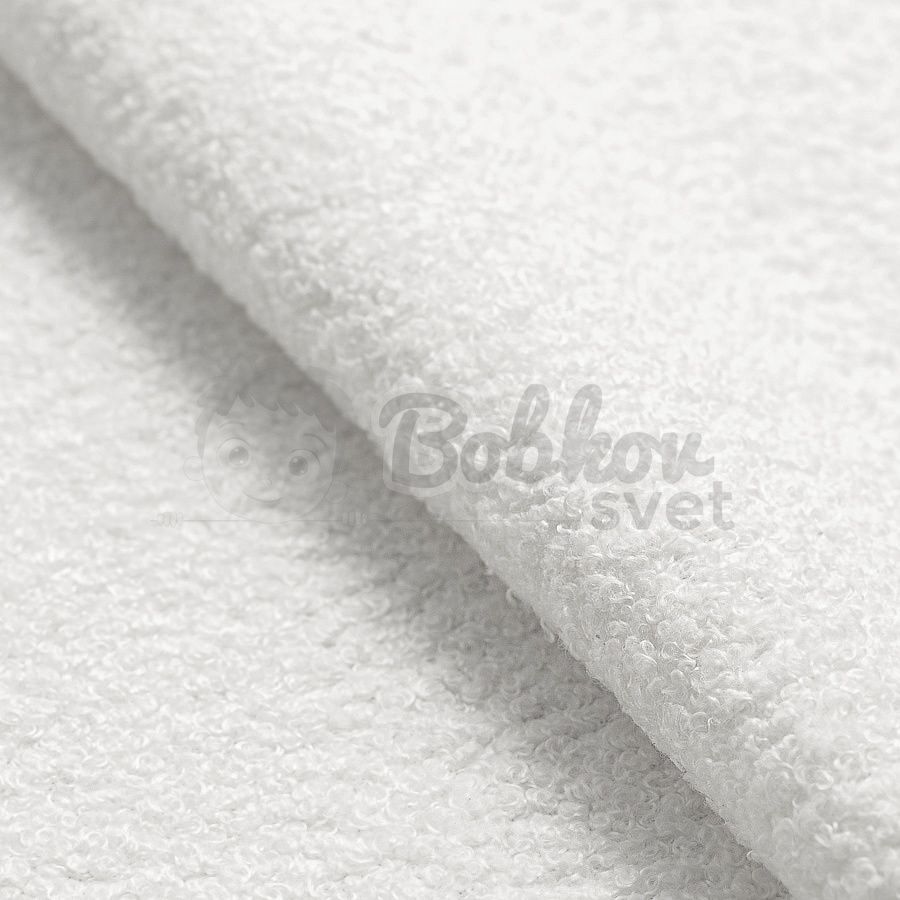 Francúzsky puf na sedenie / sedák 50cm BOUCLE white