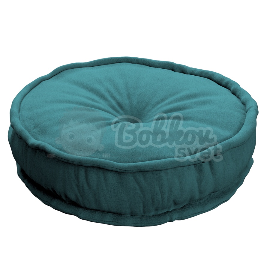 Francúzsky puf na sedenie / sedák 50cm tyrkys