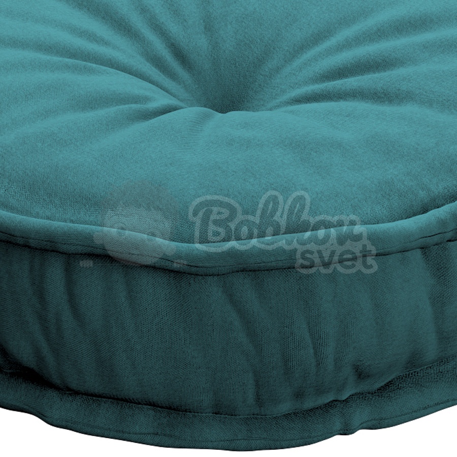 Francúzsky puf na sedenie / sedák 50cm tyrkys