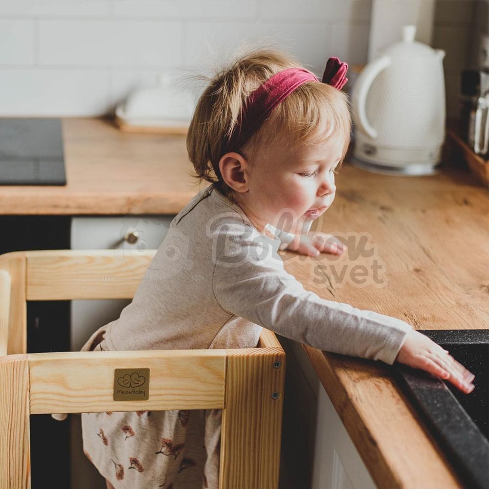 Učiaca veža STANDARD MeowBaby® Kitchen Helper prírodné drevo