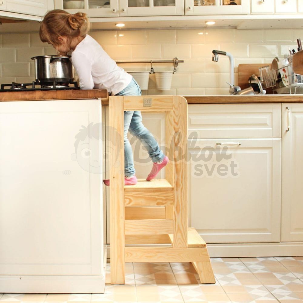 Učiaca veža STANDARD MeowBaby® Kitchen Helper prírodné drevo