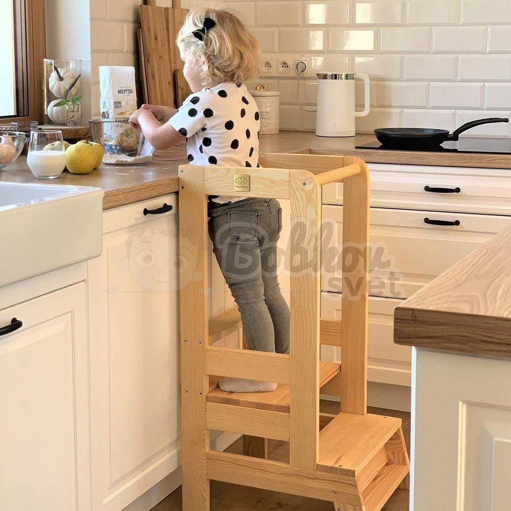 Učiaca veža STANDARD MeowBaby® Kitchen Helper prírodné drevo