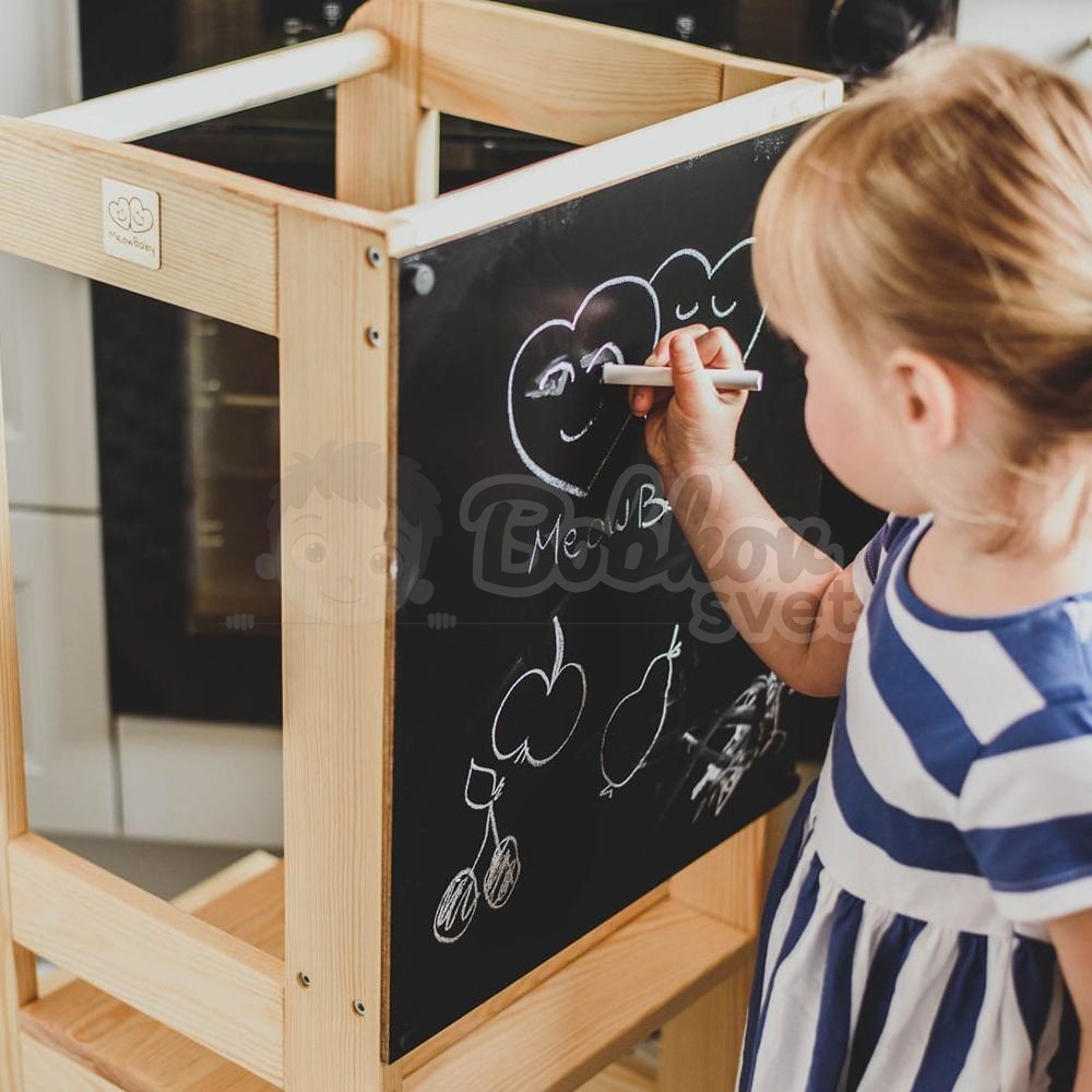 Učiaca veža STANDARD MeowBaby® Kitchen Helper s tabuľkou