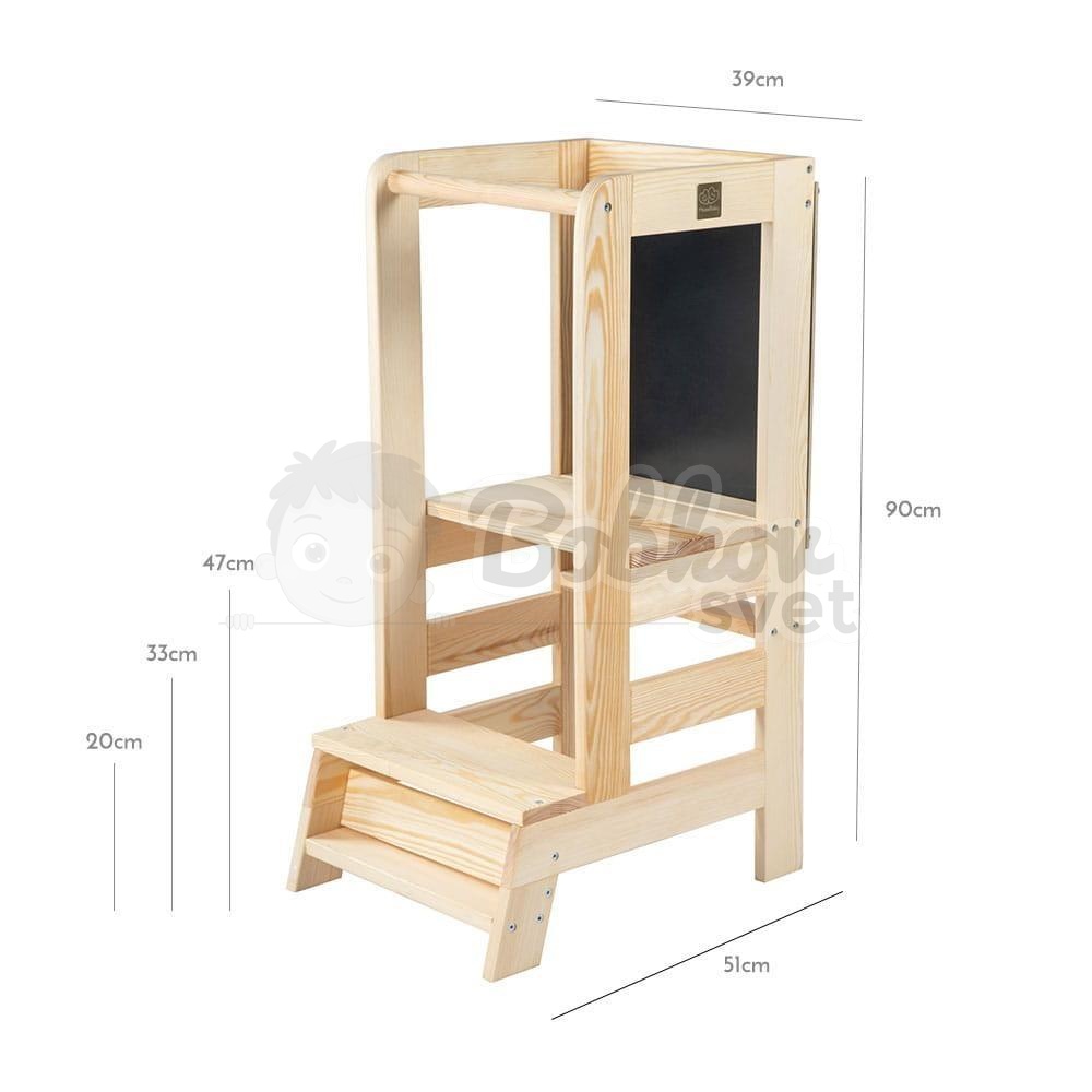 Učiaca veža STANDARD MeowBaby® Kitchen Helper s tabuľkou
