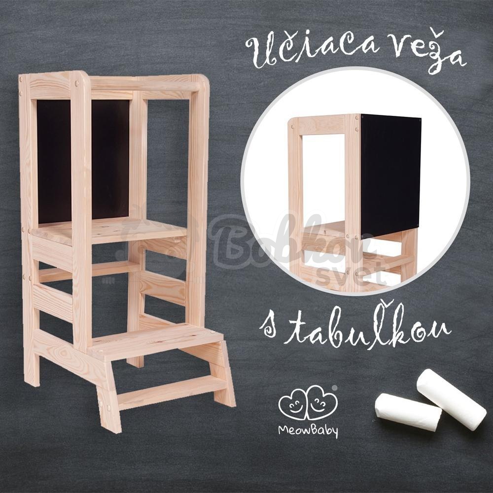 Učiaca veža STANDARD MeowBaby® Kitchen Helper s tabuľkou