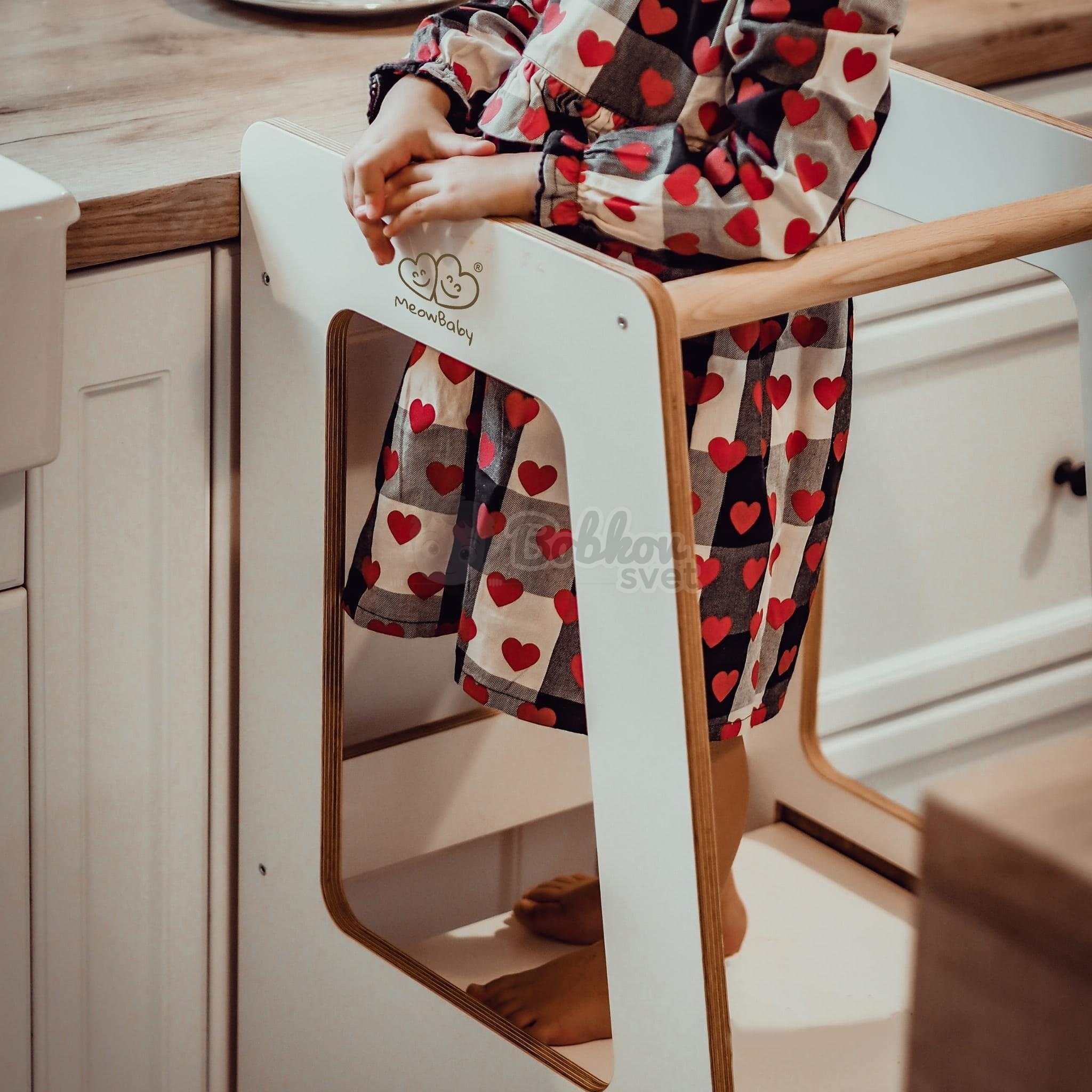 Učiaca veža SCANDI MeowBaby® Kitchen Helper - biela