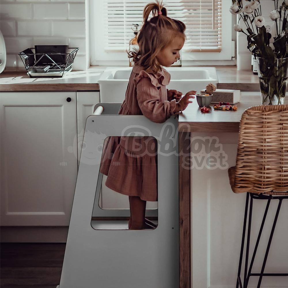 Učiaca veža SCANDI MeowBaby® Kitchen Helper - šedá