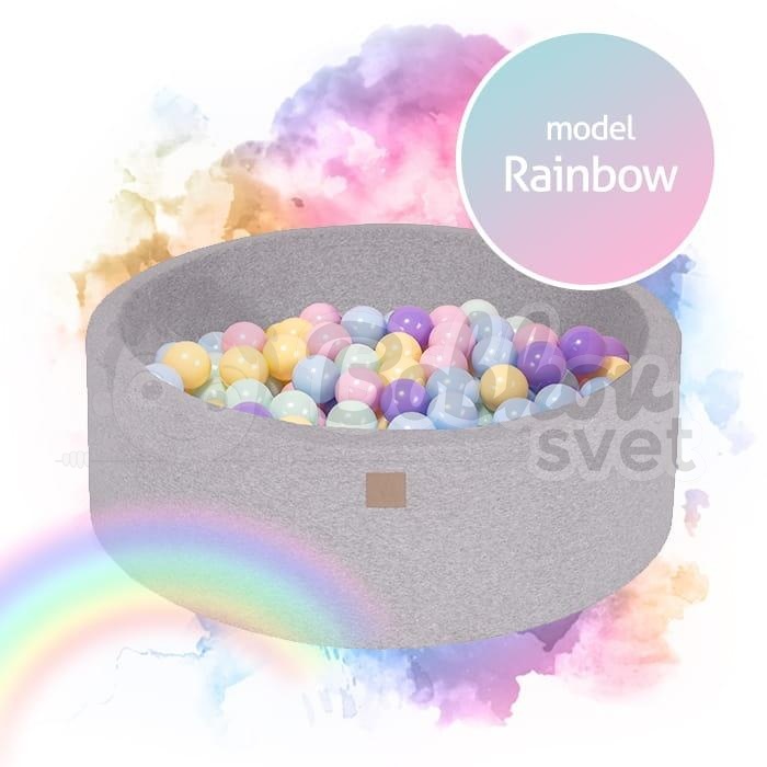 Detský suchý bazén EXCLUSIVE MeowBaby® model Rainbow s guličkami 250 ks (90x30cm)