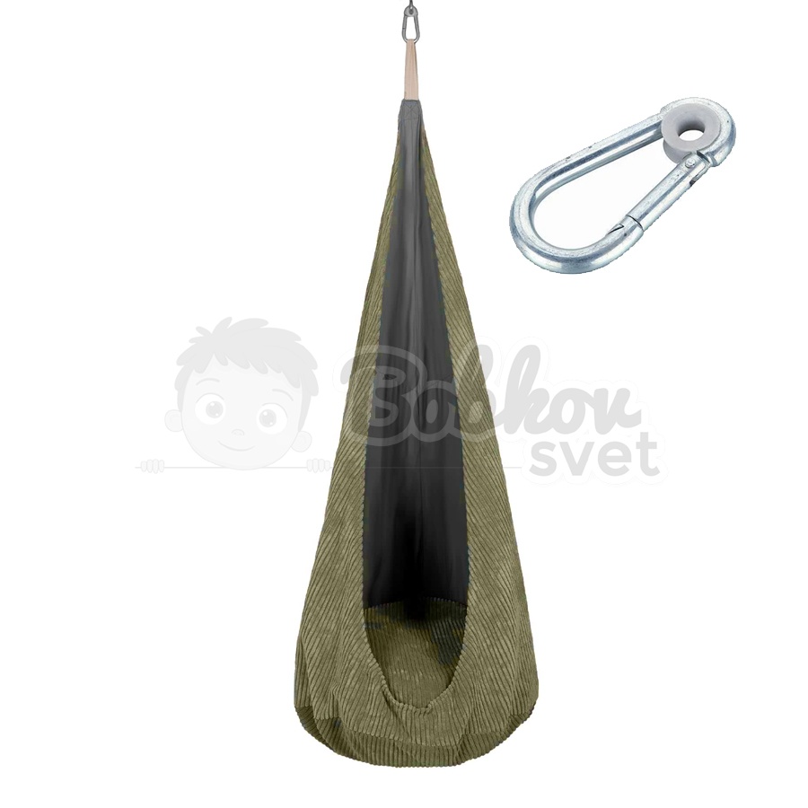 Závesná kvapka - hojdačka do izby + HÁK - Corduroy Estetic KHAKI