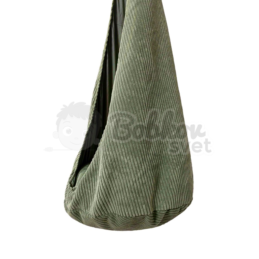 Závesná kvapka - hojdačka do izby + HÁK - Corduroy Estetic KHAKI