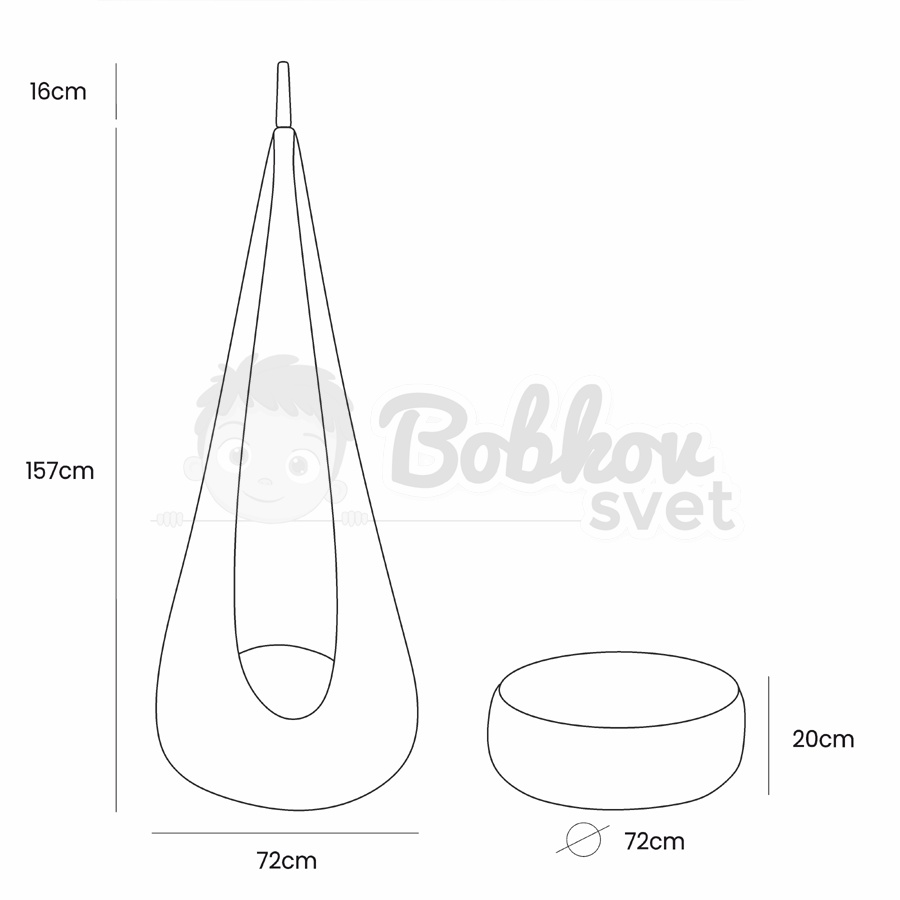 Závesná kvapka - hojdačka do izby + HÁK - BOUCLE white