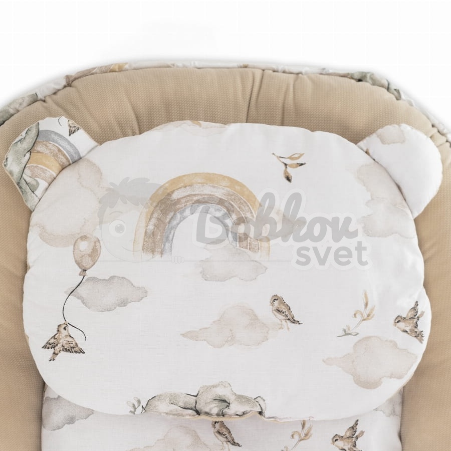Detské hniezdo pre bábätko VELVET SADA 3v1 - CREAM - elephant