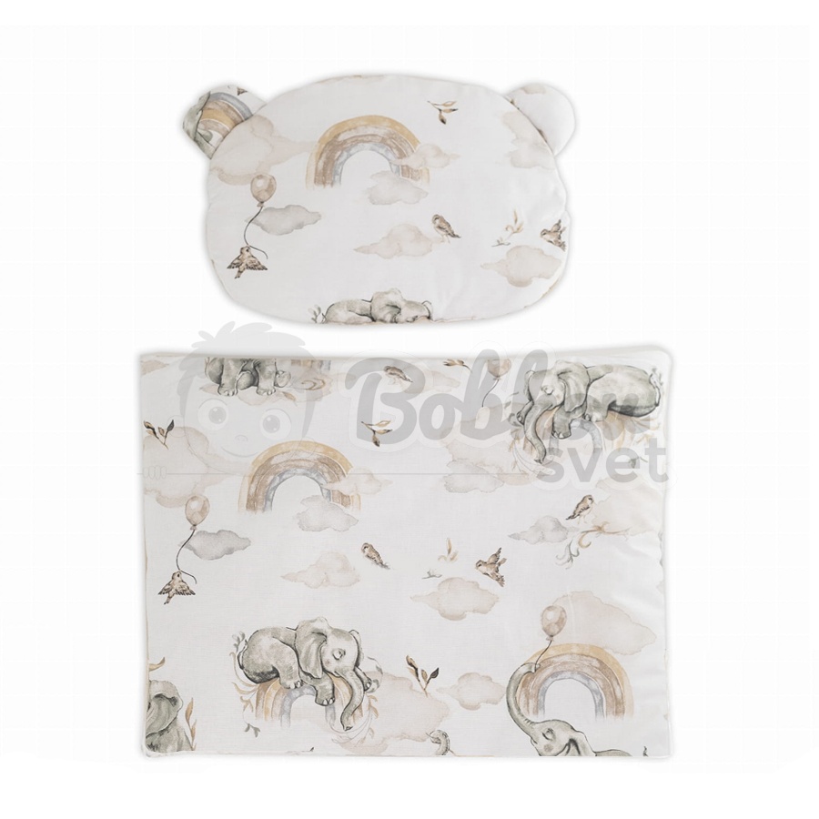 Detské hniezdo pre bábätko VELVET SADA 3v1 - CREAM - elephant