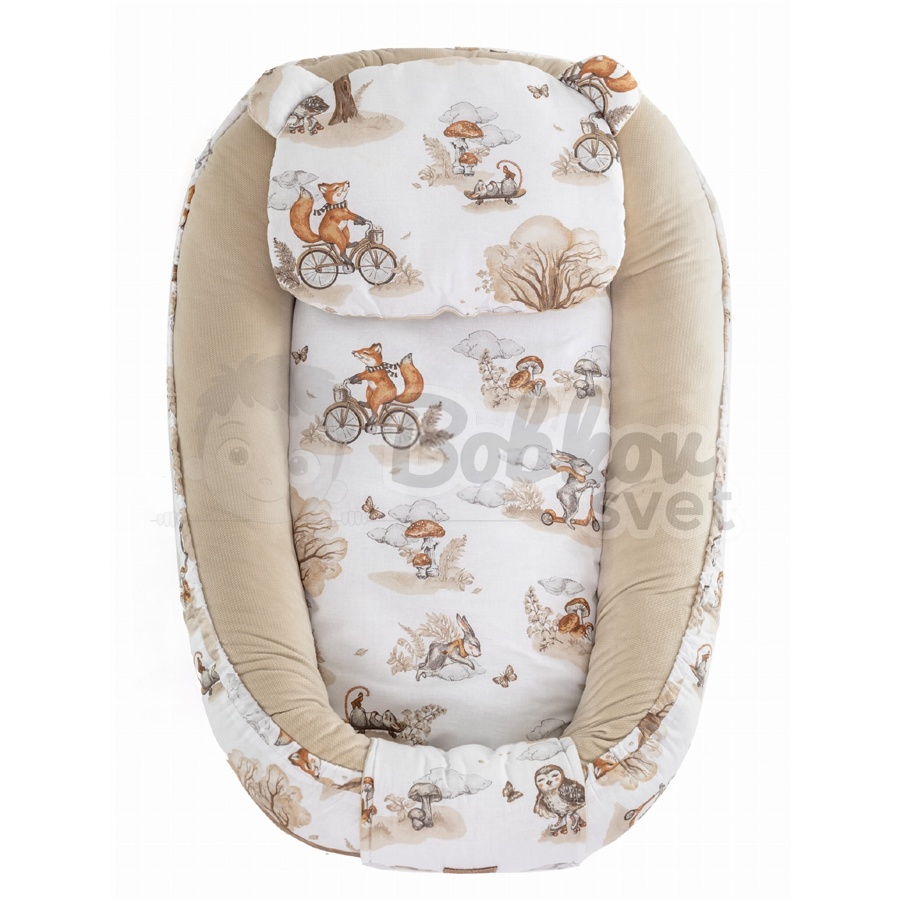 Detské hniezdo pre bábätko VELVET SADA 3v1 - CREAM - fox